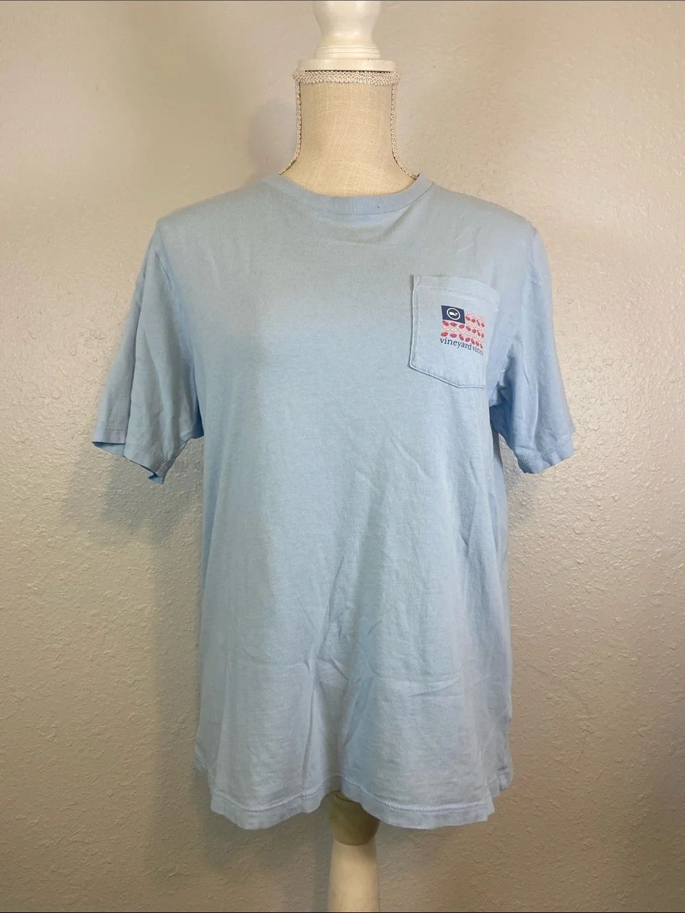 Vineyard Vines Blue Americana Football Preppy Sporty T-Shirt Size XL